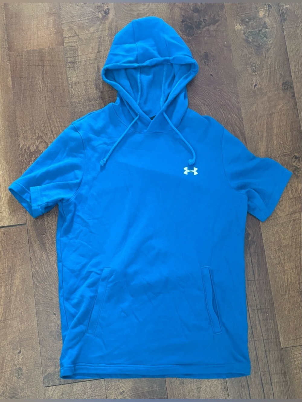 Under Armour Rival Terry SS short sleeve hooded sweatshirt for men Sz Medium - Picture 2 of 9